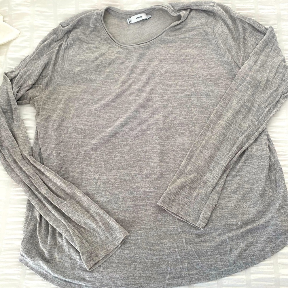 VINCE long sleeve gray tee shirt size large